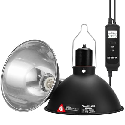 REPTITRIP 8.5" Reptile Heat Lamp Fixture with PID Dimming Thermostat, Independent Day Night Temperature Control, MAX 150W (Bulb Not Included) - size: 8.5 INCH