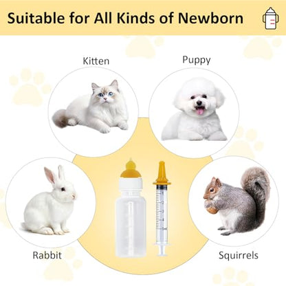 Pet Feeding Nipple, Pets Nursing Bottle, Milk Nursing Bottles Kits for Newborn Puppy & Kitten, 1 * Pet Milk Bottle, 4 * Animal Feeding Nipple, Fit for Cats, Dogs, Kittens, Puppies, Rabbits, Squirrel