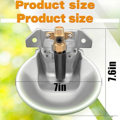 2PCS Automatic Animal Water Bowl, 304 Stainless Steel Livestock Waterer with Float Valve & Drainage Hole, 9Inch Drinker Trough for Horse, Cattle, Goat, Sheep, Pet Dog - Easy Clean(0.6L-2pcs) - size: 0.6L-2pcs