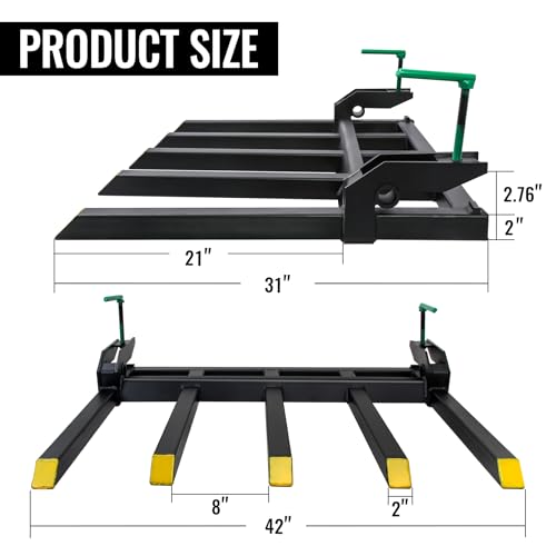 Clamp On Debris Forks To 48-60" Bucket, Heavy Duty Pallet Fork Fit For Loader Bucket Skidsteer Tractor,48" 2500 LBS - size: 48" 2500 LBS