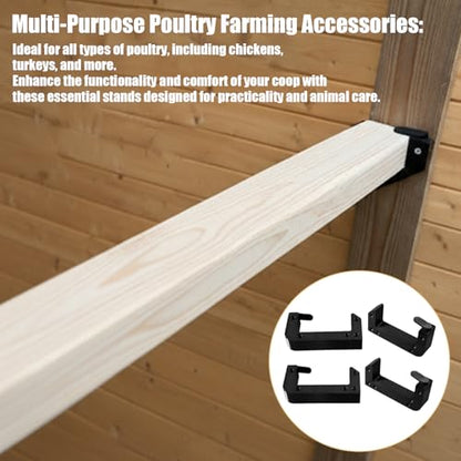 Heavy Duty Poultry Roost Bar Mount Brackets (4Pack) Includes Screws for Chicken Coops & Turkey Houses Easy Install/Remove Perch Holder for 2x4 Flat Lumber Durable Black Design (4Pcs 2x4) - size: 4Pcs 2x4"