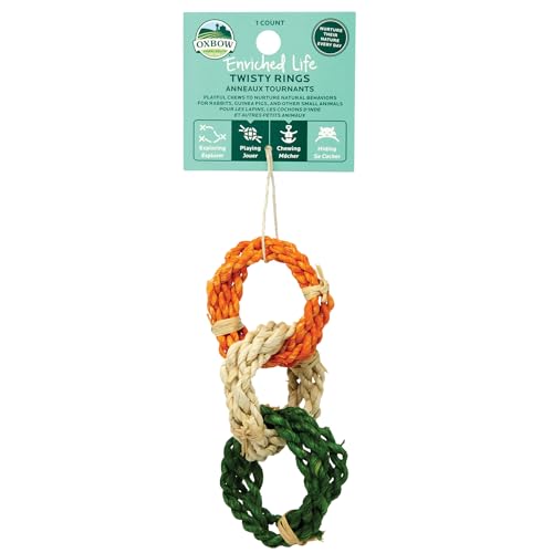 Oxbow Enriched Life Twisty Rings, Rabbit & Guinea Pig Toy, Hamster, Chinchilla & Rat Chew Rings, Small Pet Enrichment & Cage Accessory, Safe Natural Chew, Bunny Boredom Breaker, Enrichment Play Toy - size: 1 Count (Pack of 1)