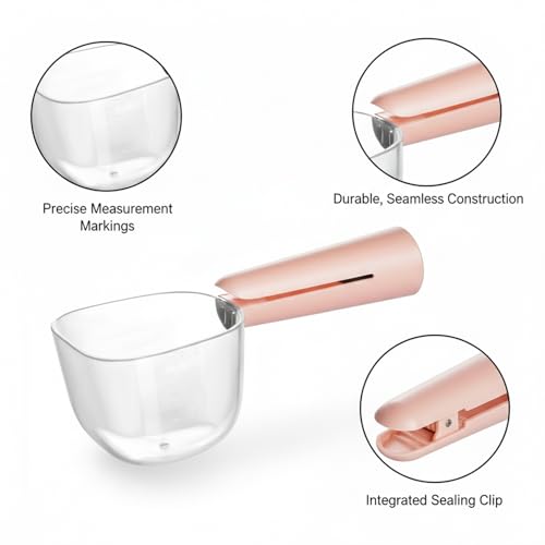 Pet Food Scoop with Built-in Bag Sealer, Durable PP Measuring Cup for Dry Kibble, 13-Inch Long Handle (Pink, Blue, Green) - color: Pink