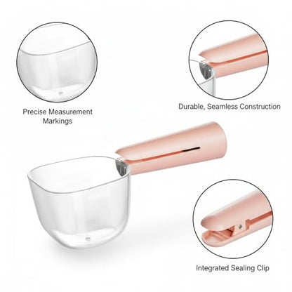 Pet Food Scoop with Built-in Bag Sealer, Durable PP Measuring Cup for Dry Kibble, 13-Inch Long Handle (Pink, Blue, Green) - color: Pink