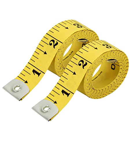 Pack of 2 Fabric Tape Measure, Measuring Tape for Body |Soft Measuring Tape for Sewing Cloth & Weight Loss Medical Body Measurement Nursing Craft 60 inch,150 cm - color: Yellow