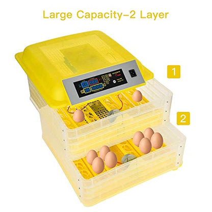 SUNCOO Digital 96 Egg Incubator for Hatching Eggs with Automatic Turner Intelligent Temperature & Humidity Control for Chicken Ducks Goose Birds Hatching Poultry Hatcher W/Three Output Channels