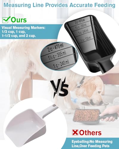 2 Cup Dog Food Scoop(2 Pack), Plastic Pet Food Scoop with Measuring Lines for Accurate Pet Food Portions,Dishwasher Safe (Black and Blue) - color: Black and Blue