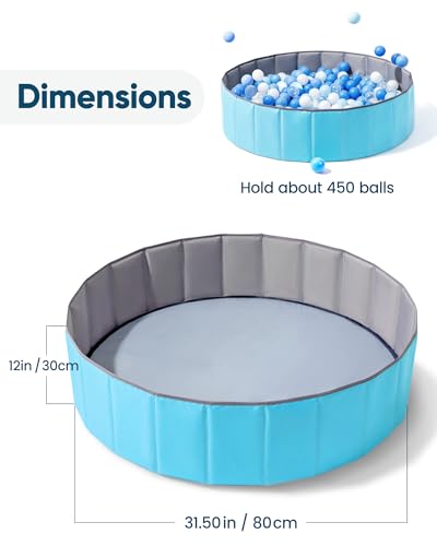 Hikiddy Foldable Ball Pit for Dogs, 31.5 Inch Ball Pits for Babies Toddlers Round, Kiddie Baby Playpen Ball Pool, Idea Toy Gift for Babies-Balls NOT Included (Light Blue) - color: Light Blue-80