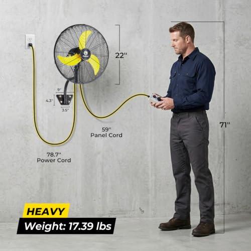 FUGOO 20'' Outdoor Quiet Oscillating Wall Fan With All Sealed Brushless DC Motor,4-Speed Waterproof Outdoor Fan, Heavy Duty Industrial Wall Mount Fans for House,Patios,Commercial,Garage,4000CFM - size: 20-inch