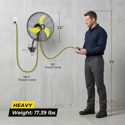 FUGOO 20'' Outdoor Quiet Oscillating Wall Fan With All Sealed Brushless DC Motor,4-Speed Waterproof Outdoor Fan, Heavy Duty Industrial Wall Mount Fans for House,Patios,Commercial,Garage,4000CFM - size: 20-inch