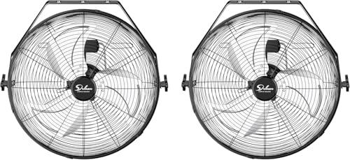 Simple Deluxe 18 Inch Industrial Wall Mount, Max 4200 CFM 3 Speed Commercial Ventilation Metal Fan for Warehouse, Greenhouse, Workshop, Patio, Factory and Basement - High Velocity, Black - color: Black-18 Inch 2Pack, size: 18 Inch