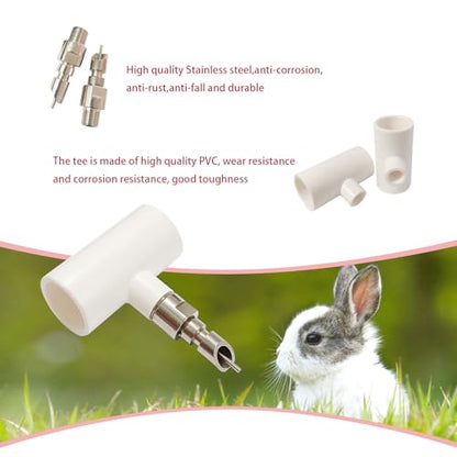 1/2 PVC Water Nipple Automatic Metal System for Cage with Tee for Rabbits, Rat, Bunny, Mouse(Stainless Steel,10pcs) - color: White-Duckbill