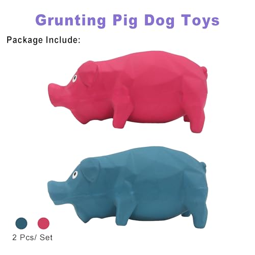 Squeaky Pig Dog Toy that Oinks, Grunting Dog Toy Pig 5.7 inch, Latex Dog Chew Toys for Small & Medium Dogs(2 Pack