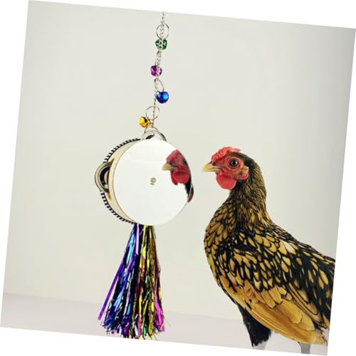 Happyyami Chicken Toy Stainless Steel Double-Sided Mirror Drum for Hens and Roosters Pet Entertainment Fun Reflection Play for Poultry