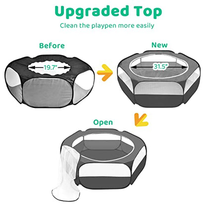 Guinea Pig Playpen with Cover, Bunny Playpen with Top & Large Rabbit Litter Box, Small Animal Potty Trainer