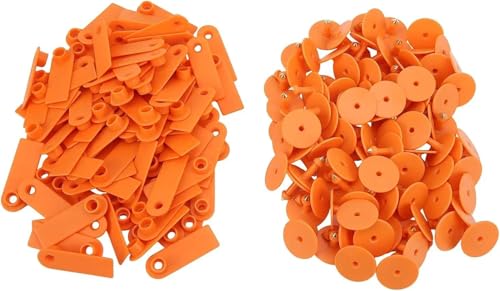 Ear Tags Blank 100pcs Livestock Large Plastic Cattle Tags with Numbers for Cows, Sheep, Goats Durable Farm Animal Identification Ear Tag(Orange,50x18mm(1.97x0.71)) - color: Orange, size: 50x18mm(1.97x0.71")