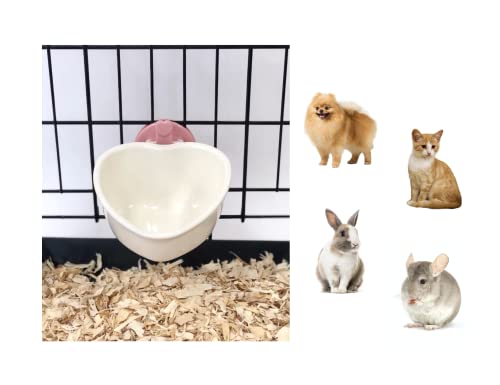 Choco Nose Patented Removable Heart Shaped Food Bowl for Dogs/Puppies/Rabbits/Cats/Guinea Pigs/Chinchillas/Birds -Water Dish for Small Pets or Animals - for Wire Cages or Crates 8 oz, Pink (C607) - color: Pink