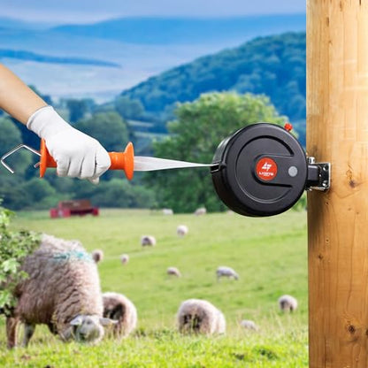 Electric Fence Gate Handle, Built in 10m Electric Fence Poly Tapes | Retractable Reusable Electric Fence Handle Allowing Free Entry and Exit Without Power Interruption - size: Tape Gate Handle - 10M