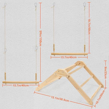 3PCS Chicken Coop Toys Set - Chicken Perch & Chicken Swing，Natural Wood Chicken Coop Accessories for Hens Poultry Rooster Bird Parrot