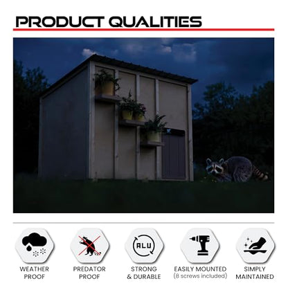RUN-CHICKEN Door Giant – Large Automatic Poultry Coop Door for Ducks & Turkeys, Not for Chickens, Battery Powered/Solar Compatible, Heavy-Duty Aluminum, Predator Proof, Easy Install (Gray)