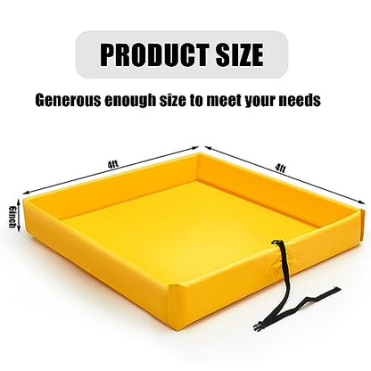 Wettarn Folding Duck Pond 4’ x 4’ Portable Spill Containment Berm Wall Containment Berm (Yellow) - color: Yellow, size: 4*4ft