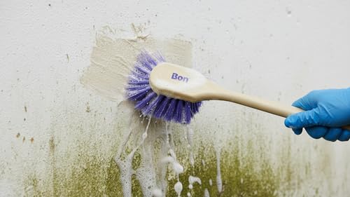 Bon Acid Proof Gong Brush Extra Stiff Plastic Bristles with 20 in. Durable Plastic Handle Heavy Duty Scrub Brush for Concrete Masonry and Surface Prep with 4 1/2 in. Wide Head and 1 1/2 in. Trim - size: 4.5 inches (head), 20 inches (handle)