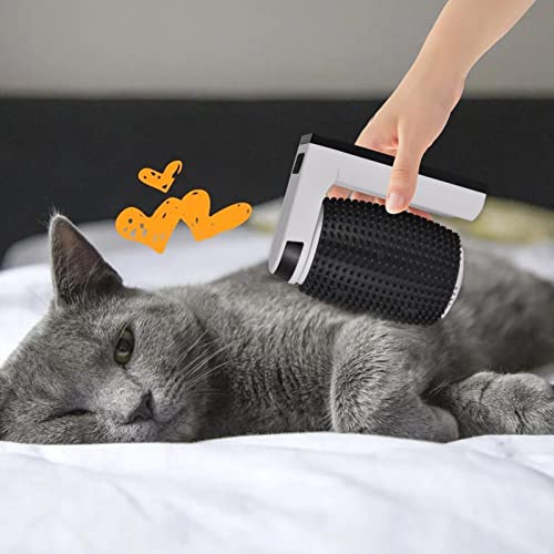Cat Corner Brush - Grooming Tool, Wall Mount Comb | Automatic Rotating Massager Brush, Catnip-Infused Groomer for Indoor Use, for Long Cats