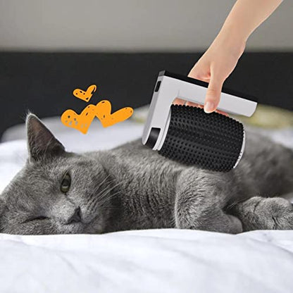 Cat Corner Brush - Grooming Tool, Wall Mount Comb | Automatic Rotating Massager Brush, Catnip-Infused Groomer for Indoor Use, for Long Cats