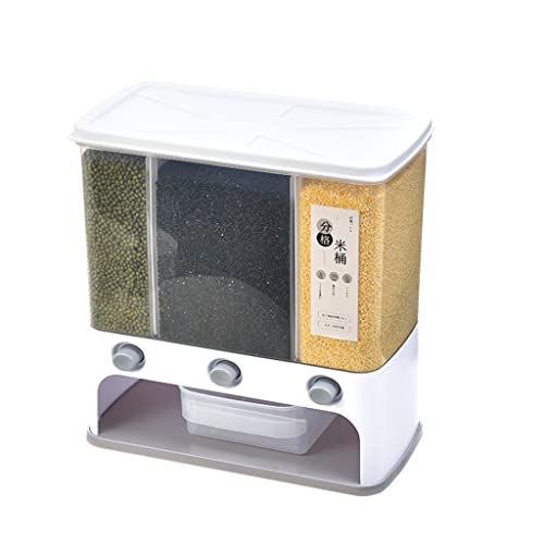 Kitchen container barrel grain sealed tank household storage pet dog food box(Gray) - color: Gray