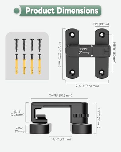 Adjustable Barn Door Locks, 90/180 Degree Sliding Door Latch, Protect Home Security Gate Latch for Bedroom, Barn, Cabinet, Garden, Fence (Black-1 Pc) - color: Black-1 Pc