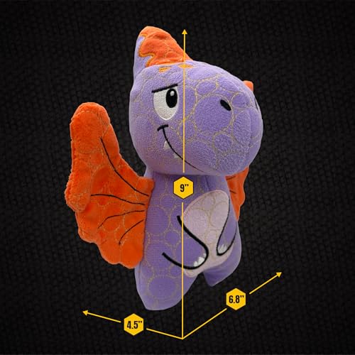 Bite Force - Durable & Strong Dog Toy Purple Dino with Squeaker, Kevlar-Reinforced for Aggressive chewers. - color: Regular - Dragon