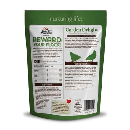 Manna Pro Garden Delight Chicken Treat, Dried Vegetable & Herb Treat Mix for Chickens, Ducks, and Poultry, Natural Coop Enrichment Snack for Hens and Backyard Birds, Made in USA, 2.25 lb Bag - size: 2.25 Pound (Pack of 1)