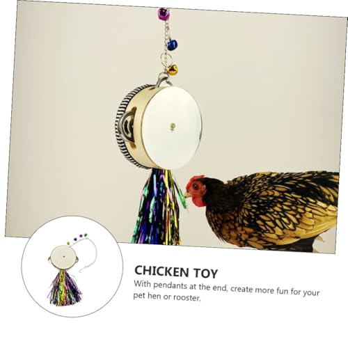 Chicken Hanging Mirror Drum Toy for Hens and Stainless Steel Double-Sided Design Fun Poultry Activity Accessory for Coop Promotes and Reflection