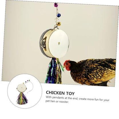Chicken Hanging Mirror Drum Toy for Hens and Stainless Steel Double-Sided Design Fun Poultry Activity Accessory for Coop Promotes and Reflection