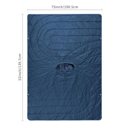 Camping Blanket,Hoodie Blankets Poncho Outdoor Waterproof Windproof Warm Durable & Portable for Stadium, Concerts, Car,Travel, Beach, Picnic, Grass,75 * 52 inch - color: Pool
