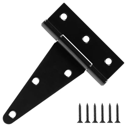 4 Pack 4 Inch T Hinge Heavy Duty Outdoor Hinges for Wood Farm Gate T Strap Hinge Gutter Small Black Double Shed Door Hinges for Barn Fence Cabinet Chicken Coop Door Hinges Dutch Door Hardware Kit - size: 4Pack-4inch