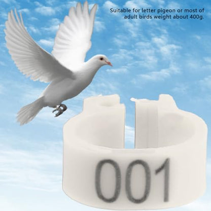 Bird Identification Leg Rings, Adjustable Chicken Leg Rings, Color Coded Legs Bands for Most Adult Pigeons Weighing Around 400 Grams(White) - color: White