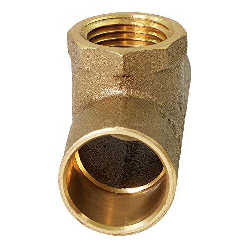 Everflow Supplies CCFT3412-NL C X C X F Cast Brass Tee Fitting with Solder Cups and Female Threaded Branch, 3/4" x 3/4" x 1/2" - size: 3/4" x 3/4" x 1/2"