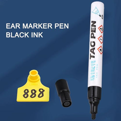 Ear Tag Marking Pen, Ear Tag Pen Water proof Strong Penetration Black Ink Marking Portable Long Lasting Not Fading for Pig Cow Sheep