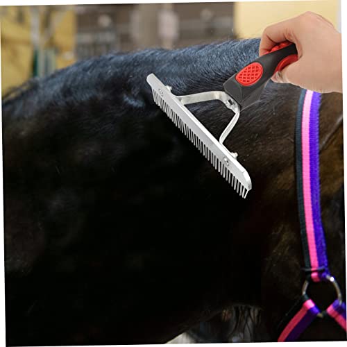 UPKOCH Practical Horse Hair Grooming Comb with Rubber Handle Metal Tooth Rake for Shedding and Mud Removal Comfortable Grip and Large Animals Massage Tool