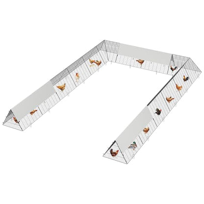 Garvee Chicken Tunnels for Outside with Corner Frames, Large Metal Chicken Runs with Weather-Resistant Cover, Easy to Setup, Portable Poultry Cage for Hens, Ducks, Rabbits (238.2x161.4x24.2 inch) - size: 236.2 x 157.5 x 24.2 inch