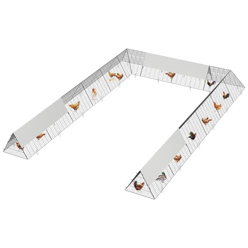 Chicken Tunnels for Outside with Corner Frames, Large Metal Chicken Runs with Weather-Resistant Cover, Portable Poultry Cage for Hens, Ducks, Rabbits, 238.19x157.5x24.21inch