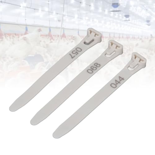 Chicken Leg Rings 1-100 Numbered | Reusable Poultry Identification Leg Bands for Ducks/Chicks/Pigeons/Goose | Sturdy PP Material Easy to Apply and Take Off (White) - color: White