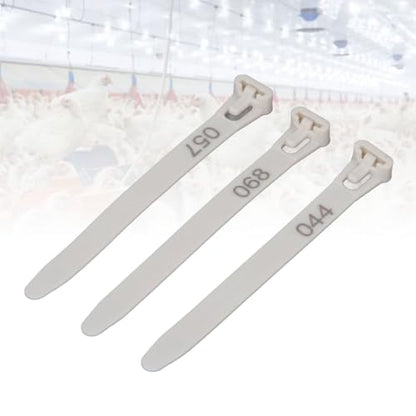 Tissting 1-100 Numbered Poultry Leg Bands, Reusable Chicken ID Rings for Ducks Chicks Geese Pigeons Easy Identification Tracking Management (White) - color: White