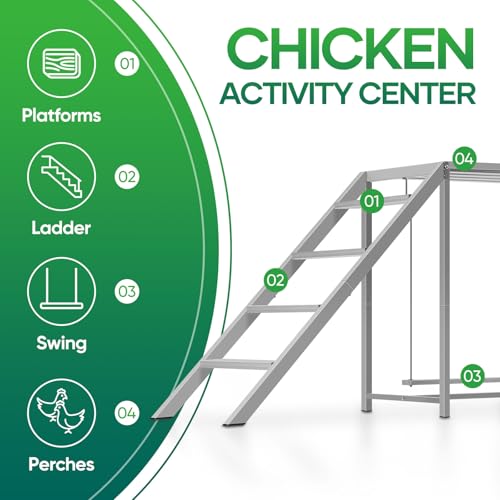 Chicken Coop Perches with Swing, Chicken Roosting Bars, Chicken Run Accessories Toy, Wooden Ladder for Pet's Healthy & Happy, Sturdy and Easy to Clean, Suitable for Backyard Farm