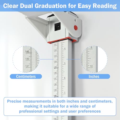 tonchean Height Measurement for Wall, Medical Wall Mount Stadiometer for Kids & Adults Aluminum Height Measurement Tool Accurate Scale Telescopic Height Measuring Rod, 23.6-78.7 in/60-200 cm
