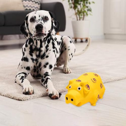 Indestructible Dog Toy, Pig Dog Toys with a Oinks Sound Squeaker, Interactive Rubber Pig Dog Chew Toy, Tough Dogs Toys with Natural Latex, Puppy Chew Toys for Teething, Dog Toys for Aggressive Chewers