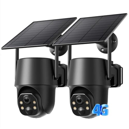 SEHMUA No WiFi Security Camera, 4G LTE Cellular Security Cameras Outdoor Wireless, Built-in SIM Card, Solar Powered, 2K Color Night Vision, 360°View, Instant APP Alerts, IP65 - size: 2 pack