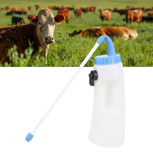 Naroote Calf Milk Bottle, Feeding Colostrum Immune System, 2.5L Farm Animal Nursing Bottle with Control Valve, Biteproof Food Grade Plastic, Ergonomic Handle for Calves & Lambs