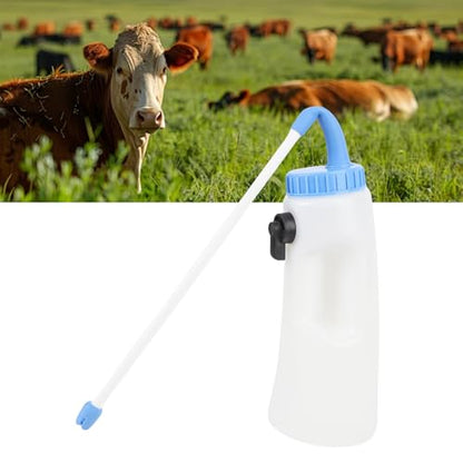 Naroote Calf Milk Bottle, Feeding Colostrum Immune System, 2.5L Farm Animal Nursing Bottle with Control Valve, Biteproof Food Grade Plastic, Ergonomic Handle for Calves & Lambs